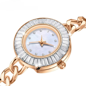 Elegante Reloj de Cuarzo para Dama con Bisel de Diamantes, Caja y Esfera Redondas, Correa de Acero Inoxidable Plateado, Reloj de Vestir de Alta Gama para Mujer - Product Image 4