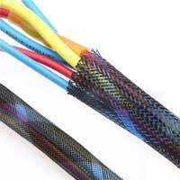 Manchon tressé extensible en PET résistant au feu et à la chaleur, fourni directement par l'usine, pour la protection des faisceaux de câbles de moteur automobile