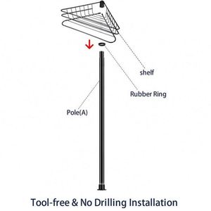 Étagère d'angle en métal chromé à quatre niveaux pour salle de bain et cuisine, avec installation adhésive murale, design moderne - Product Image 6