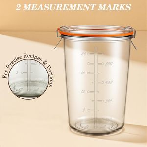 1PC 800ML 350ml Freshmage Bocaux de conserve 27 oz avec couvercle en <span class=keywords><strong>verre</strong></span> hermétique, couvercle en plastique, contenants de stockage en <span class=keywords><strong>verre</strong></span> à large ouverture hermétique - Product Image 6