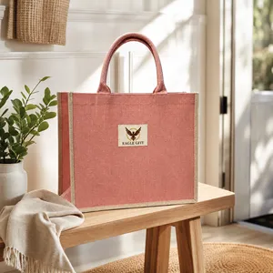 Service OEM en gros, sac en toile de jute naturelle imperméable réutilisable, sac publicitaire de voyage, logo personnalisé - Product Image 2