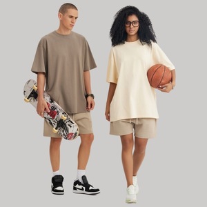 T-shirt à manches courtes pour homme, 240g, 100% coton, style Amekaji chinois, uni, ample et surdimensionné - Product Image 2