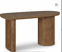 Table et chaises en bois pour hôtel et resort en plein air, meubles de luxe pour jardin, table à manger rectangulaire en teck naturel avec base cylindrique
