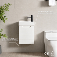 Meuble-lavabo mural moderne nordique en contreplaqué blanc, style ferme/entrepôt, gain de place, avec robinet noir