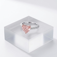 Anillo de Diamante de Corte Corazón Rosa Intenso de 3.9ct, Oro de 18K con Engaste de Garras, para el Dedo Índice, Regalo Romántico de Aniversario y Uso Diario
