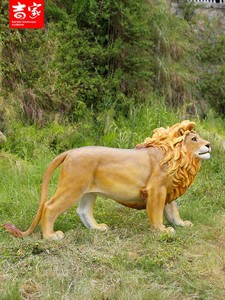 Estatua de León Realista Pintada a Mano en Fibra de Vidrio, Escultura Grande de León Africano Macho en Resina para Decoración de Fiestas de Safari en <span class=keywords><strong>la</strong></span> Selva - Product Image 3