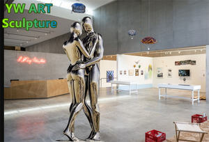 Décoration extérieure <span class=keywords><strong>Sculpture</strong></span> grandeur nature de couple embrassant en acier inoxydable <span class=keywords><strong>Sculpture</strong></span> d'étreinte d'art extérieur - Product Image 3