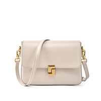 Sac à main minimaliste pour femmes, couleur unie, sac à bandoulière vintage avec fermoir doré en cuir PU, sac à main à rabat