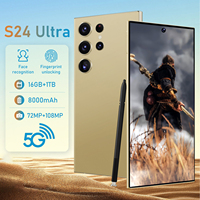 Teléfono Celular Inteligente S24 Ultra Dorado, Económico, al por Mayor en China, Deca Core, 108MP, 5G, AMOLED FHD, Doble SIM, Compatible con Inglés/Español/Francés