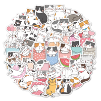 Lot de 50 stickers muraux imperméables à l'eau avec chat mignon, autocollants gonflés avec logo personnalisé pour étiquettes d'impression d'emballages d'enfants