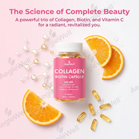 Capsules de collagène hydrolysé et de biotine OEM AegleWell avec vitamine C, sans OGM, sans gluten, pour la peau, les cheveux et les ongles