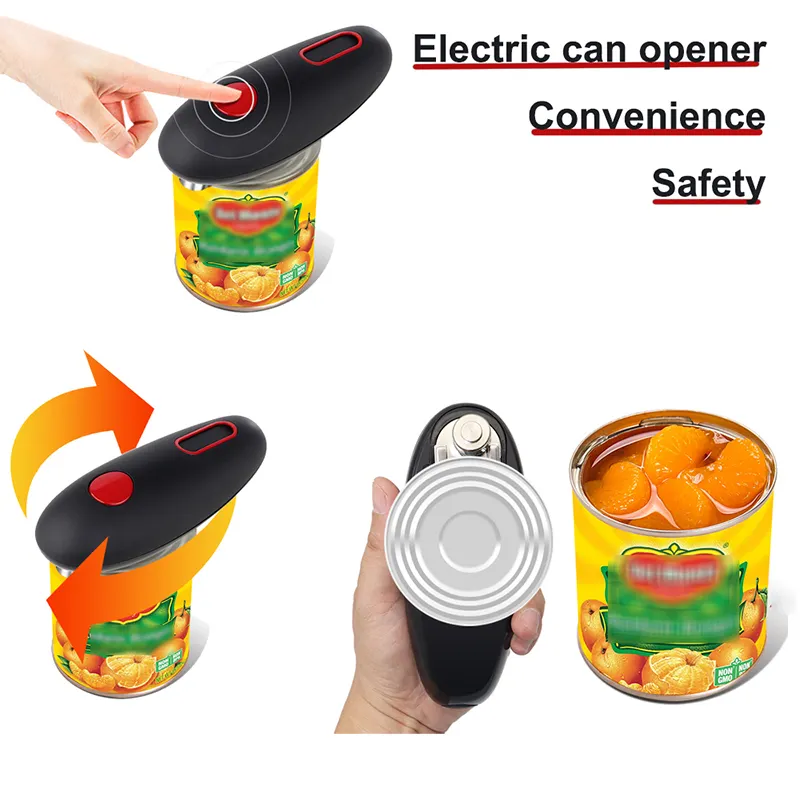 Electric Can Opener Automatic Opener Cordless One Touch No Sharp Edges Handheld Battery Operated Can Opener Kitchen Bar Tool