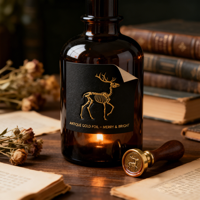 Pegatinas Góticas Navideñas con Relieve Dorado - Calcomanías Ecológicas de Papel Negro Artístico para Regalos y Empaque de Eventos