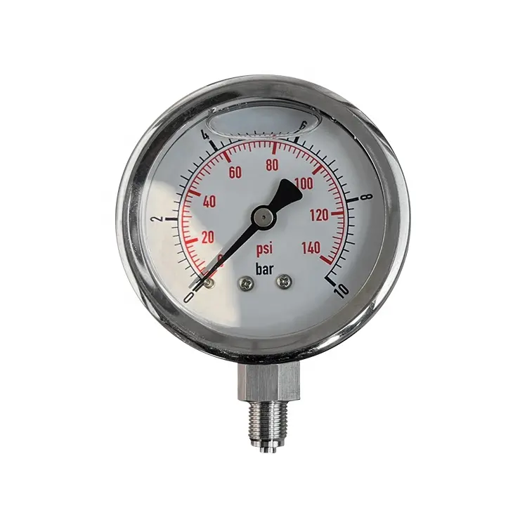 Glycerine filling shock-proof water air oil gas high temperature 316l stainless steel pressure gauge
