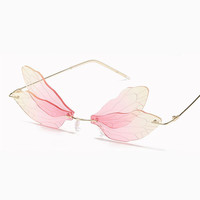 Gafas de sol de lujo con forma de mariposa para mujer, anteojos de sol femeninos con diseño de libélula