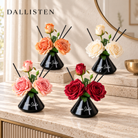 Diffuseurs de rose artificielle Dallisten avec vases en verre noir, parfum floral, décoration d'intérieur pour hôtel, chambre, mariage, vente en gros