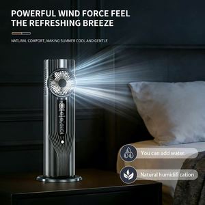 USB Rechargeable Tower Fan with Mist, 6-Speed Brushless Motor, 6H Timer, 32.5cm Portable Desktop Air Cooler for Office Bedroom - Product Image 2