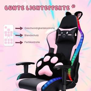 Sedia <span class=keywords><strong>da</strong></span> Gaming Nera e Rosa con LED RGB, Personalizzabile, con Massaggio, Reclinabile, Schienale Alto, Braccioli Collegati, Regolabile, per Scrivania Computer - Product Image 3