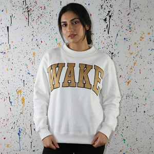 WAKE <b>WHITE</b> Hooded Men's Winter Sweatshirt 100% Cotton <b>SAND</b> Applique Embroidery Finer Threads - Product Image 1