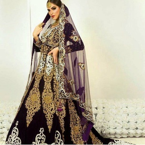 Impresionante vestido de novia indio/pakistaní, largo hasta el suelo, con adornos elaborados en cristal, cuentas de vidrio y pedrería para boda-2020. - Product Image 1