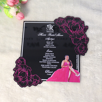 Tarjetas de Menú de Acrílico Negro con Impresión UV para Bodas