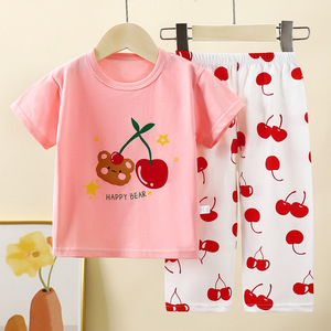 Vente en gros de vêtements pour bébés 100% coton, ensembles de 2 pièces, t-shirt à manches courtes et pantalon long, pyjamas d'été doux pour enfants avec motif de dessin animé - Product Image 5
