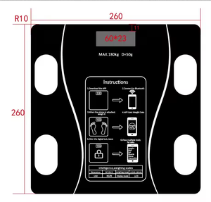 ميزان حمام رقمي لقياس الدهون في الجسم بشاشة LCD سعة 180 كجم، متوافق مع معايير ROHS، مصنوع من الزجاج المقسى، يعمل بالبطارية، للاستخدام الشخصي والمنزلي - Product Image 4