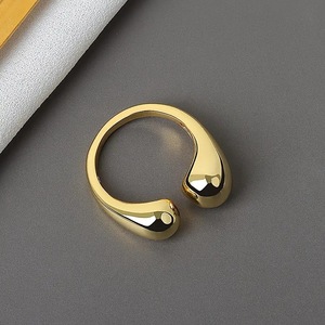 Geometric Teardrop Shape Alloy <b>Ring</b> Gold And Silver Unisex Jewelry Gift <b>For</b> <b>Couples</b> - Product Image 2