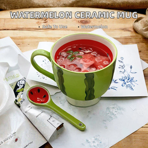 Classic Ceramic Watermelon Pattern Coffee Mug Cute Fruit Design <b>Large</b> Capacity Microwave Safe Eco-Friendly <b>Gift</b> <b>Box</b> Party Mugs - Product Image 2