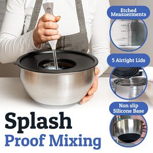 Nhà Máy Nhà Sản Xuất Salad Trộn Bát Với Vắt Thép Không Gỉ Trộn Bát Đặt Với Nắp - Product Image 4