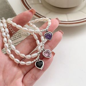 Pulsera Yinruitai S925 de Plata de Ley con Forma de Corazón, con Perla de Agua Dulce y Circonita de Colores para Mujer, Uso Diario - Product Image 3