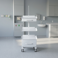 Support mobile pour appareils hospitaliers CLEBER FORLI 40178, un tiroir, acier inoxydable, robuste, silencieux, réglable, installation facile