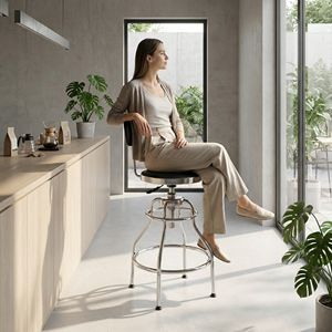 <span class=keywords><strong>Tabouret</strong></span> <span class=keywords><strong>de</strong></span> bar <span class=keywords><strong>pivotant</strong></span> réglable <span class=keywords><strong>avec</strong></span> <span class=keywords><strong>dossier</strong></span>, cadre en acier, siège en PVC, chaise <span class=keywords><strong>de</strong></span> bar <span class=keywords><strong>de</strong></span> <span class=keywords><strong>comptoir</strong></span> <span class=keywords><strong>de</strong></span> style industriel <span class=keywords><strong>avec</strong></span> repose-pieds - Product Image 1