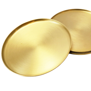 Modern Design Eco-Friendly Bar Coasters Handmade Solid Brass Golden Coaster <b>Mat</b> Commercial Use Gifts Featuring <b>Silicone</b> Options - Product Image 2