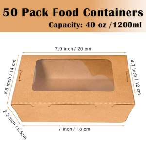 Contenedores de Alimentos Kraft para Llevar con Ventana de Papel, Cajas de Pastelería para Catering, <span class=keywords><strong>Caja</strong></span> de Cartón Desechable para Almuerzo - Product Image 3