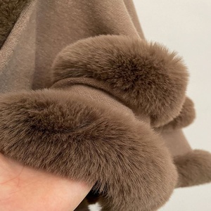 Nuevo Poncho de Punto con Cuello de Piel Sintética de Conejo Rex, Talla Grande, Ecológico, Transpirable, de Fibra de Poliéster Vintage - Product Image 4