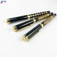 Cadeau d'affaires, stylo à bille gravé noir et or de luxe avec encre gel pour souvenir