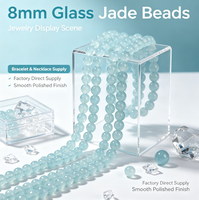 Perles en verre imitation jade lisses et brillantes de 8 mm, écologiques, pour la confection de bijoux faits main (bracelets, colliers)