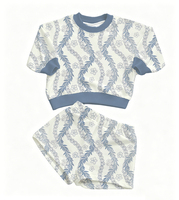 Ensembles de vêtements pour bébés filles en gros, personnalisés, imprimés de fleurs hawaïennes, en tissu French Terry, à manches longues, style été/automne