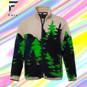 Giacca in pile Sherpa leggera con stampa a motivo personalizzato resistente Unisex e confortevole giacca in pile in micropile - Product Image 1