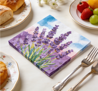 Serviettes en papier jetables sur le thème de la lavande pour fête, décoration de table, serviettes imprimées de fleurs de lavande, fournitures pour fête de mariage