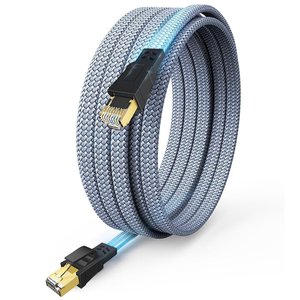 High Speed Cat8 Flat Nylon <b>Braided</b> Ethernet Cable 40Gbps 2000MHz SFTP RJ45 Network Patch <b>Cord</b> for Router PC - Product Image 6