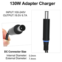 Adaptateur de chargeur d'ordinateur portable en gros 130W pour Dell Precision M4700 M4800 XPS 15 19.5V 6.7A 7.4*5.0mm Chargeur pour ordinateur portable Dell