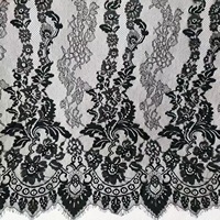 ERKOUMI 150cm Dentelle en nylon délicate pour cils, dentelle Chantilly noire à bord festonné simple pour l'ornementage quotidien des vêtements féminins
