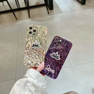 Melhor qualidade Meninas bonitas Crown Design LOVE Diamond TPU Galvanoplastia Phone Cover Case para Iphone 11 12 13 14 15 Pro Max