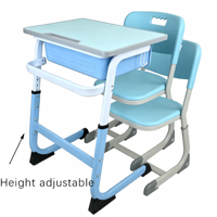 Ensemble bureau et chaise ergonomiques réglables en hauteur pour étudiants avec tiroir de rangement intelligent et crochet pour livres pour mobilier de classe scolaire