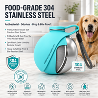 Bol pliable rond pour chien, en acier inoxydable 304, silicone, imprimé animal, étanche, portable avec crochet – Vente en gros