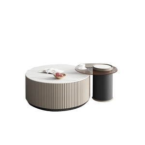 Moderno minimalista rock Junta redonda de mesa de café de lujo luz habitación TV gabinete mesa de café combinación - Product Image 5