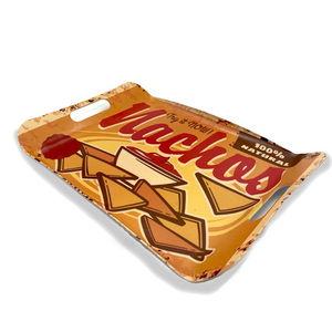 Plateau de service rectangulaire vintage en mélamine 41x28x2,5 cm avec motifs Nachos, plateaux décoratifs - Product Image 1