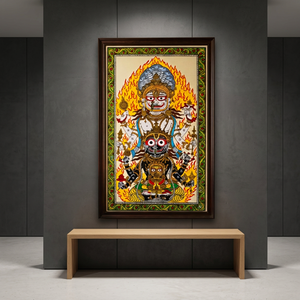 Pintura Tradicional Hecha a Mano Pattachitra del Dios Jagannath Narasimha Avatar, Origen Orissa, para la Ocasión de Diwali, Decoración de Interiores para Sala de Estar - Product Image 6